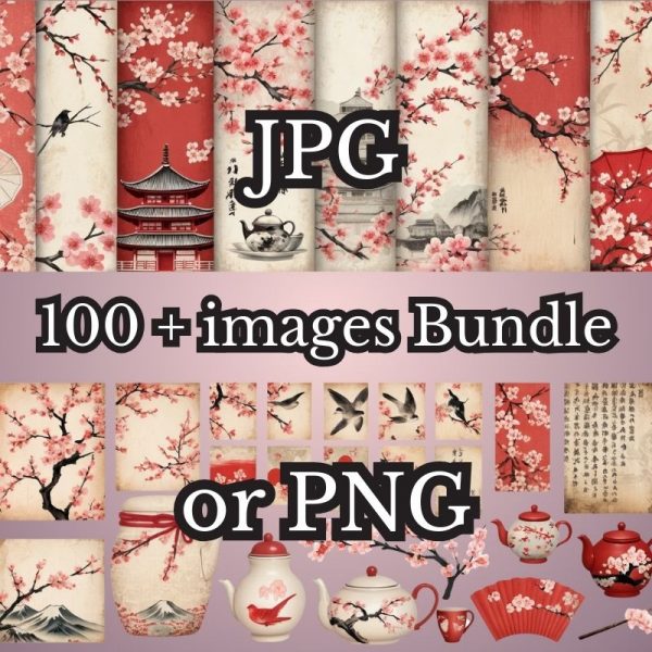 Japanese Clipart Ephemera designs bundle